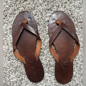 J. Crew leather flip flops, unworn. Beautiful Italian leather, made in Italy.